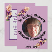 Pink Lila Iris Memory Foto Gedächtniskarte Einladung (Vorne/Hinten)