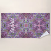 Pink & Lila Jewel Muster Custom Beach Handtuch (Vorderseite)