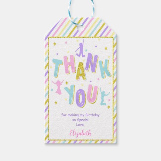 Pink & Lila Jump Geschenketiketten Geschenkanhänger (Vorderseite)