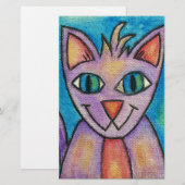 Pink Lila Kitty Cat Briefpapier (Vorne/Hinten)