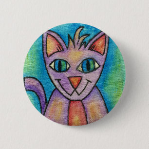 Pink Lila Kitty Cat Button