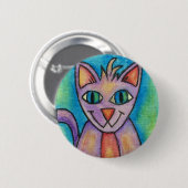 Pink Lila Kitty Cat Button (Vorne & Hinten)