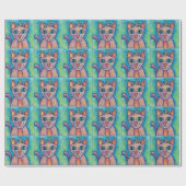Pink Lila Kitty Cat Geschenkpapier (Flach)