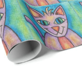 Pink Lila Kitty Cat Geschenkpapier (Rolleneckpunkt)