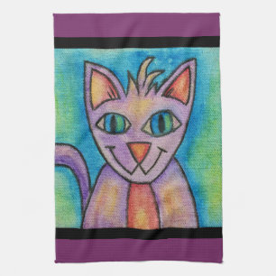 Pink Lila Kitty Cat Geschirrtuch