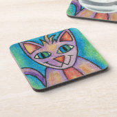 Pink Lila Kitty Cat Getränkeuntersetzer (Linke Seite)