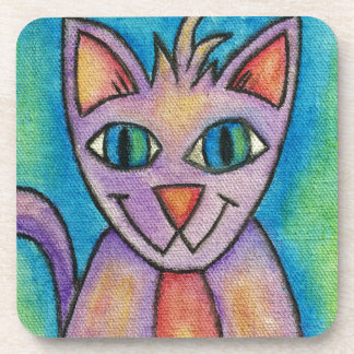 Pink Lila Kitty Cat Getränkeuntersetzer