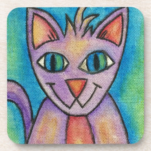 Pink Lila Kitty Cat Getränkeuntersetzer (Vorderseite)