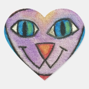 Pink Lila Kitty Cat Herz-Aufkleber