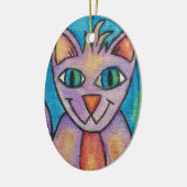 Pink Lila Kitty Cat Keramik Ornament (Links)
