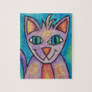 Pink Lila Kitty Cat Puzzle