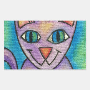 Pink Lila Kitty Cat Rechteckiger Aufkleber