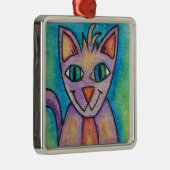 Pink Lila Kitty Cat Silbernes Ornament (Rechts)