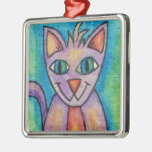 Pink Lila Kitty Cat Silbernes Ornament (Links)