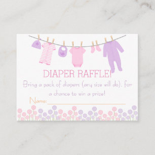 Pink & Lila Kleine Kleidung Diaper Raffle Tickets Begleitkarte