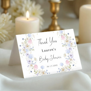 Pink Lila Kleine Wildblume Girl Babydusche Dankeskarte