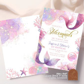 Pink Lila Kleine zwei Mermaids Twins Geburtstag Einladung