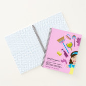 Pink Lila Lady Janitorial Cartoon Marke Notizblock (Innenseite)