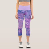 Pink Lila Lavendel Wasserfarbenpinsel Capri Leggings (Vorderseite)