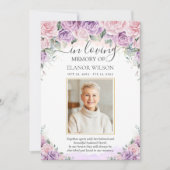 Pink Lila Lilac Floral Foto Beerdigung Gedenkstätt Dankeskarte (Vorderseite)