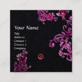 PINK LILA MAGIC BERRIES GEMSTONE MONOGRAM Black Quadratische Visitenkarte (Vorderseite)