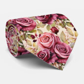 Pink Lila Mauve Rote Rosen Wasserfarben Neck Tie Krawatte (Gerollt)