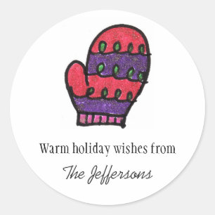 Pink Lila Mitten Runder Aufkleber