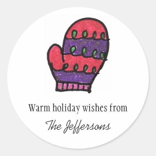 Pink Lila Mitten Runder Aufkleber (Vorderseite)