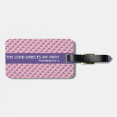 Pink Lila Monogram Proverbs Scripture Luggage Gepäckanhänger (Rückseite horizontal)