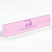 Pink lila Monogramm-Initialnamen Namensplakette