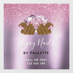 PINK lila Nagelsalon Frau Hand Nägel Techniker Fensteraufkleber