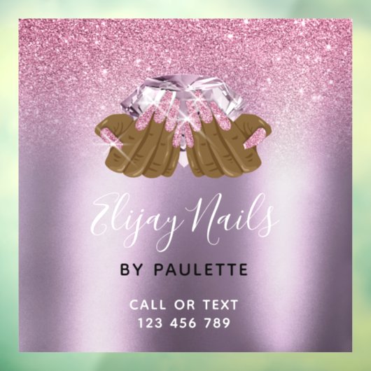 PINK lila Nagelsalon Frau Hand Nägel Techniker Fensteraufkleber (Blatt 3)