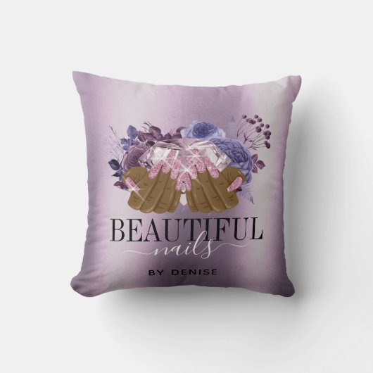 PINK lila Nagelsalon Frau Hand Nägel Techniker Kissen (Vorderseite)