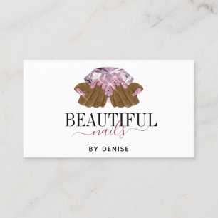 PINK lila Nagelsalon Frau Hand Nägel Techniker Visitenkarte