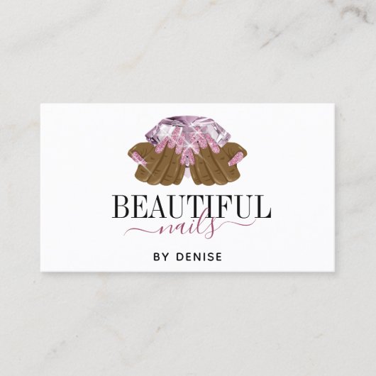 PINK lila Nagelsalon Frau Hand Nägel Techniker Visitenkarte (Vorderseite)