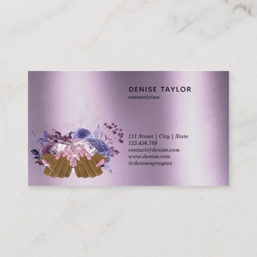 PINK lila Nagelsalon Frau Hand Nägel Techniker Visitenkarte (Rückseite)