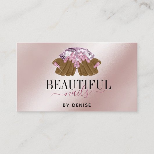 PINK lila Nagelsalon Frau Hand Nägel Techniker Visitenkarte (Vorderseite)