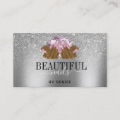 PINK lila Nagelsalon Frau Hand Nägel Techniker Visitenkarte (Vorderseite)