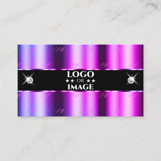 Pink Lila Ombre auf Black Sparkle Jewels Logo hinz Visitenkarte (Vorderseite)