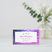 Pink Lila Ombre White Sparkling Glitzer Jewels Visitenkarte (Stehend Vorderseite)