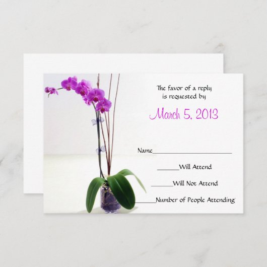 Pink Lila Orchideenkarte Floral UAWG Response Card RSVP Karte (Vorne/Hinten)