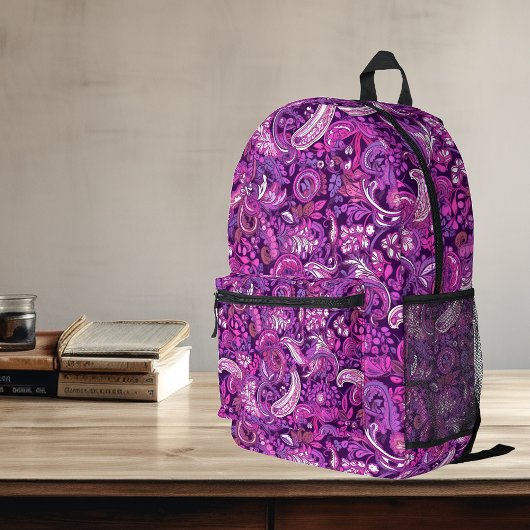 Pink Lila Paisley Pattern Bedruckter Rucksack