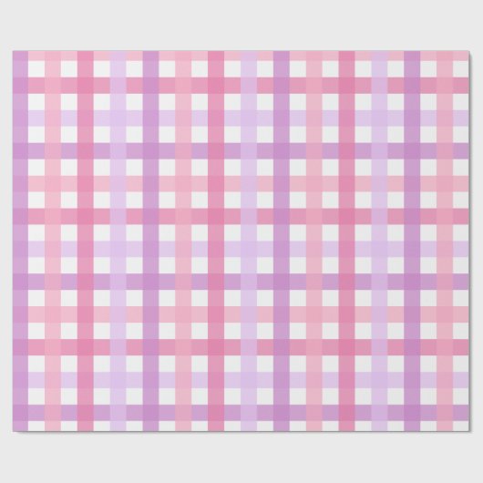 Pink Lila Pastel Gingham Pattern Geschenkpapier (Flach)