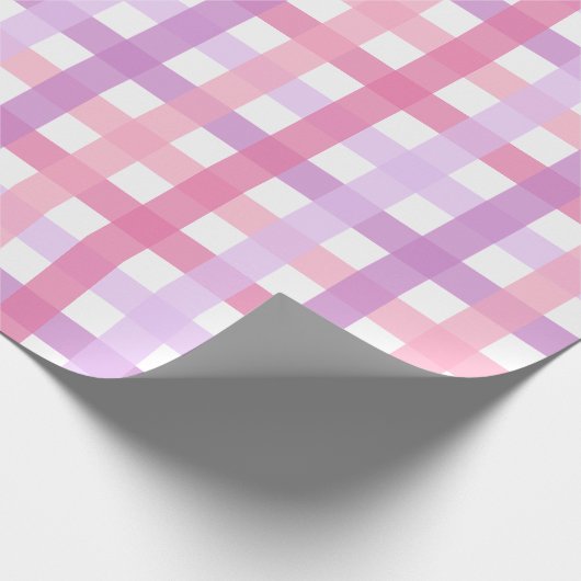 Pink Lila Pastel Gingham Pattern Geschenkpapier (Ecke)