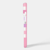 Pink Lila Pastell Gingham Pattern Monogram Case-Mate iPhone Hülle (Rückseite / Links)