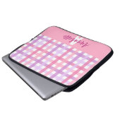 Pink Lila Pastell Gingham Pattern Monogram Laptopschutzhülle (Vorne Knopf)