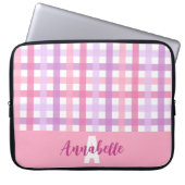 Pink Lila Pastell Gingham Pattern Monogram Laptopschutzhülle (Vorderseite)