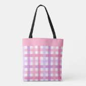 Pink Lila Pastell Modernes Gingham-Muster Tasche (Rückseite)