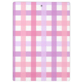 Pink Lila Pastell Monogram Gingham Pattern Klemmbrett (Rückseite)