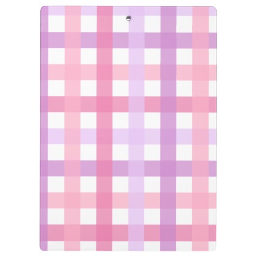 Pink Lila Pastell Monogram Gingham Pattern Klemmbrett (Rückseite)